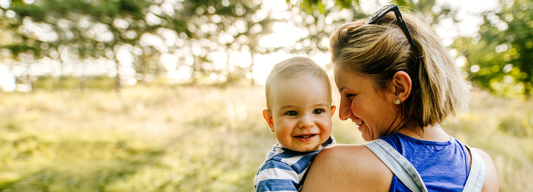 mom and smiling baby