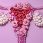 An image of the female reproductive system constructed out of elaborate paper to demonstrate PCOS and its effect on anxiety and depression.